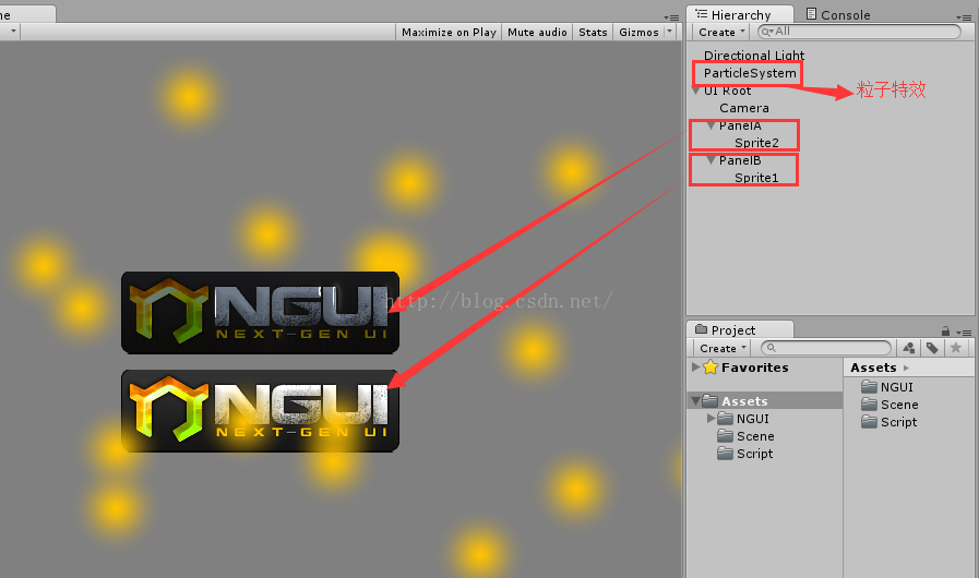 Unity3D粒子系统被2D的NGUI或者UGUI遮挡的问题